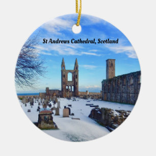 Kathedralen-Ruinen St Andrews Schottland im Schnee Keramik Ornament