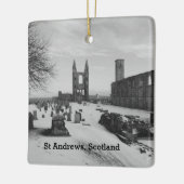 Kathedralen-Ruinen St Andrews Schottland in Schnee Keramikornament (Links)