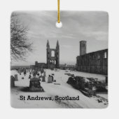 Kathedralen-Ruinen St Andrews Schottland in Schnee Keramikornament (Rückseite)