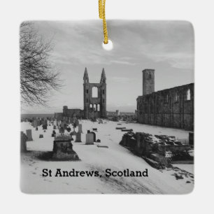 Kathedralen-Ruinen St Andrews Schottland in Schnee Keramikornament