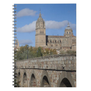 Kathedralen von Salamanca, vom Puente Romano aus g Notizblock