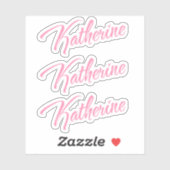 Katherine Decorative Name in Pink x3 Aufkleber (Blatt)