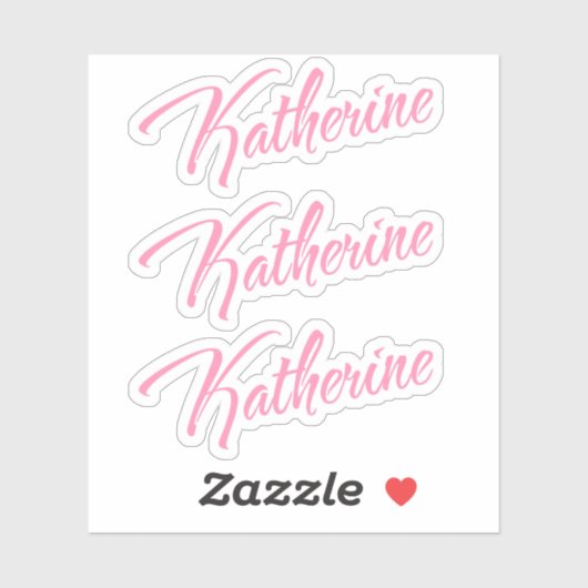 Katherine Decorative Name in Pink x3 Aufkleber (Blatt)