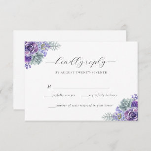 Katherine Lila Floral Script Wedding RSVP Card