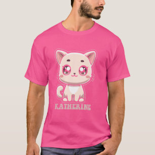 Katherine Niedlich Kitty Cat Design für Mädchen Na T-Shirt