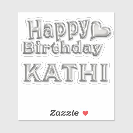 Kathi Happy Birthday silver Aufkleber Sticker (Blatt)