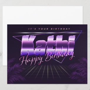 Kathi Name Vorname lila retro Karte Geburtstag