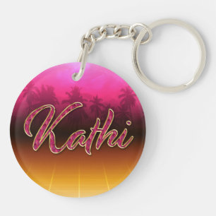 Kathi Vorname Name golden pink Schlüsselanhänger