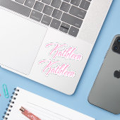 Kathleen Decorative Name in Pink x2 Aufkleber (Laptop mit iPhone)