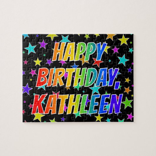 "KATHLEEN" Vorname, Spaß "GLÜCKLICHER GEBURTSTAG" Puzzle (Horizontal)