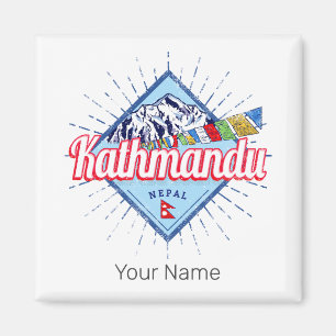 Kathmandu Berge Nepal Retro-Flaggen Souvenir Magnet