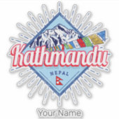 Kathmandu Berge Nepal Retro Flags Souvenir Aufkleber (Vorderseite)