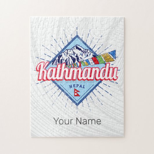 Kathmandu Berge Nepal Retro Flags Souvenir Puzzle (Vertikal)