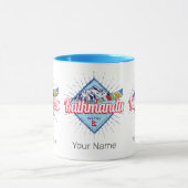 Kathmandu Berge Nepal Retro Flags Souvenir Tasse (Zentrum)
