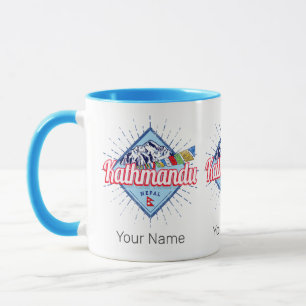 Kathmandu Berge Nepal Retro Flags Souvenir Tasse