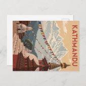 Kathmandu-Gebirge und Gebetsfahnen Postkarte (Vorne/Hinten)
