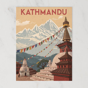 Kathmandu-Gebirge und Gebetsfahnen Postkarte