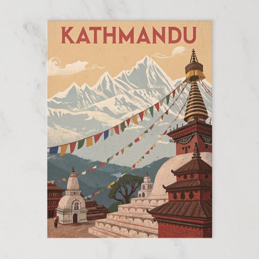 Kathmandu-Gebirge und Gebetsfahnen Postkarte