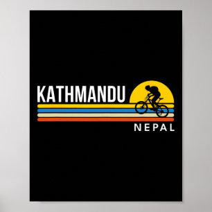 Kathmandu Nepal Mountainbiken Vintage Retro Souven Poster