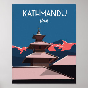 Kathmandu Nepal Reiseplakat Poster