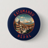 Kathmandu Nepal Retro Distressed Circle Button (Vorderseite)
