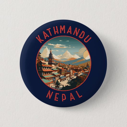 Kathmandu Nepal Retro Distressed Circle Button (Vorderseite)