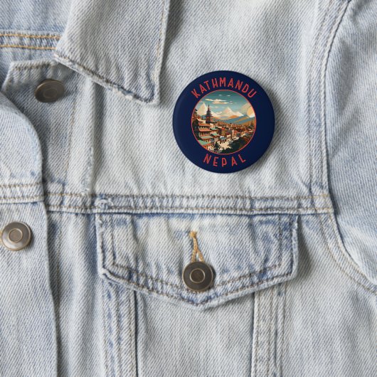 Kathmandu Nepal Retro Distressed Circle Button (Beispiel)