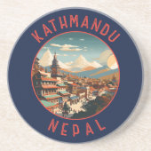 Kathmandu Nepal Retro Distressed Circle Getränkeuntersetzer (Vorne)