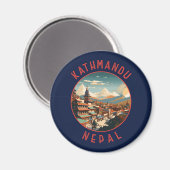 Kathmandu Nepal Retro Distressed Circle Magnet (Vorderseite/Rückseite)