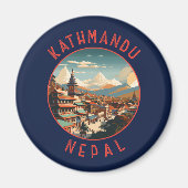 Kathmandu Nepal Retro Distressed Circle Magnet (Vorne)