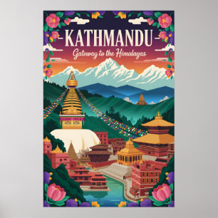 Kathmandu Nepal Retro-Reiseposter-Kunst Poster