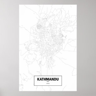 Kathmandu, Nepal (Schwarzes auf Weiß) Poster