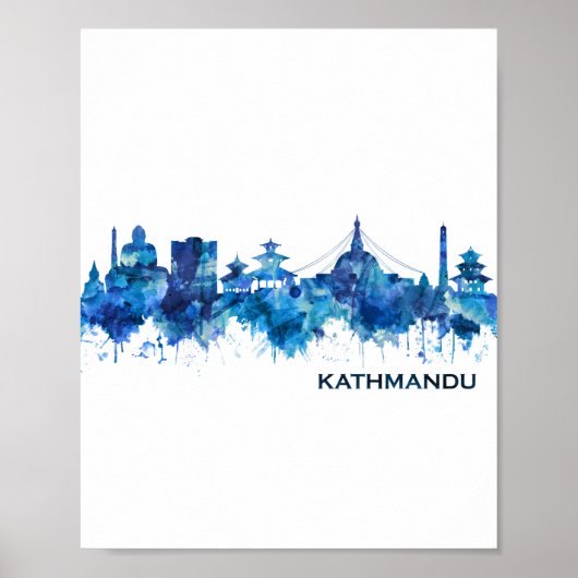 Kathmandu Nepal Skyline Blue Poster (Vorne)