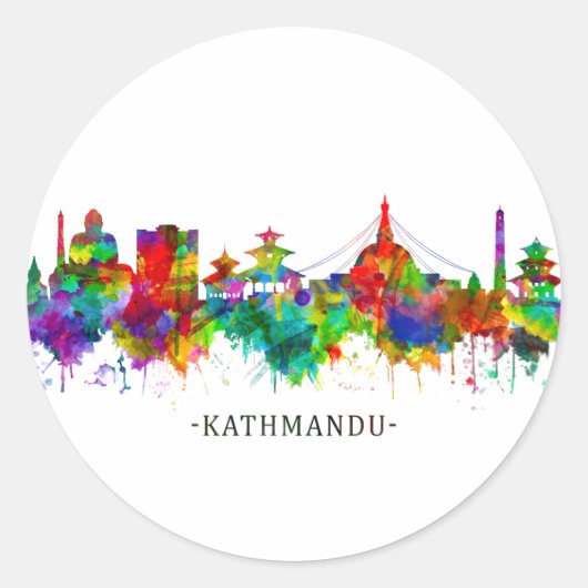Kathmandu Nepal Skyline Runder Aufkleber (Vorderseite)