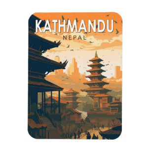 Kathmandu Nepal Travel Art Vintag Magnet