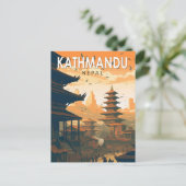 Kathmandu Nepal Travel Art Vintag Postkarte (Stehend Vorderseite)
