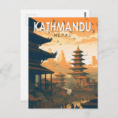 Kathmandu Nepal Travel Art Vintag Postkarte (Vorne/Hinten)