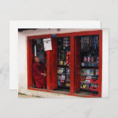 Kathmandu Nepal Travel lächelnd buddhistischer Mön Postkarte (Vorne/Hinten)