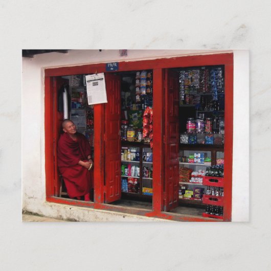 Kathmandu Nepal Travel lächelnd buddhistischer Mön Postkarte (Vorderseite)