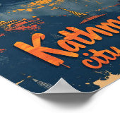 Kathmandu Nepal Vintag Art Travel Illustration Poster (Ecke)