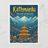Kathmandu Nepal Vintag Art Travel Illustration Postkarte (Vorderseite)
