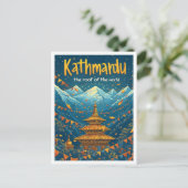 Kathmandu Nepal Vintag Art Travel Illustration Postkarte (Stehend Vorderseite)