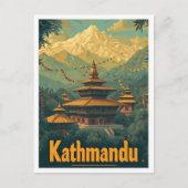 Kathmandu Nepal Vintag Art Travel Illustration Postkarte (Vorderseite)