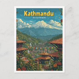 Kathmandu Nepal Vintag Art Travel Illustration Postkarte