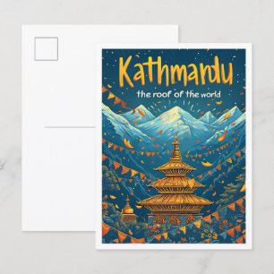 Kathmandu Nepal Vintage-Kunst-Reiseillustration Postkarte