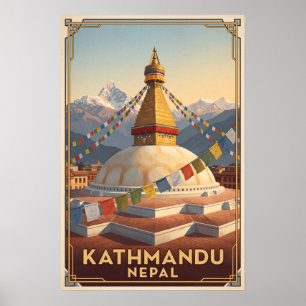 Kathmandu Nepal Vintage Retro Reise Poster