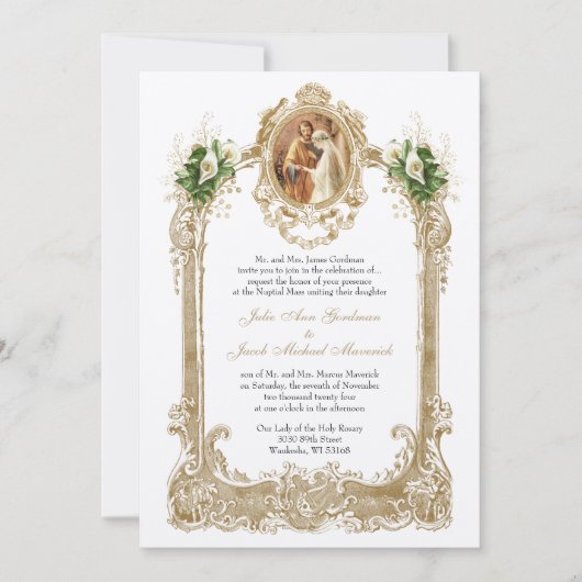 KATHOLIC CALLA LILY WEDING EINLADUNGEN (Vorderseite)