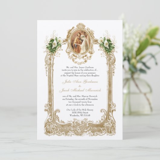 KATHOLIC CALLA LILY WEDING EINLADUNGEN (Stehend Vorderseite)