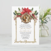 KATHOLIC CHRISTMAS POINSETTIA BREITERINVITATIONEN EINLADUNG (Stehend Vorderseite)