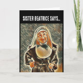 KATHOLIC NUN BIRTHDAY RULER BEATING FUNNY CARD KARTE (Vorderseite)